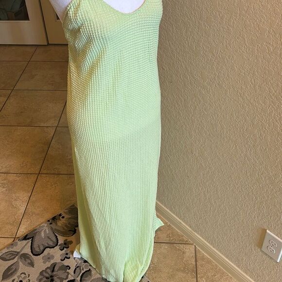 Peixoto Womens Women's L High Slit Cover Up Maxi Dress Citron Green Texture Knit - Picture 8 of 13